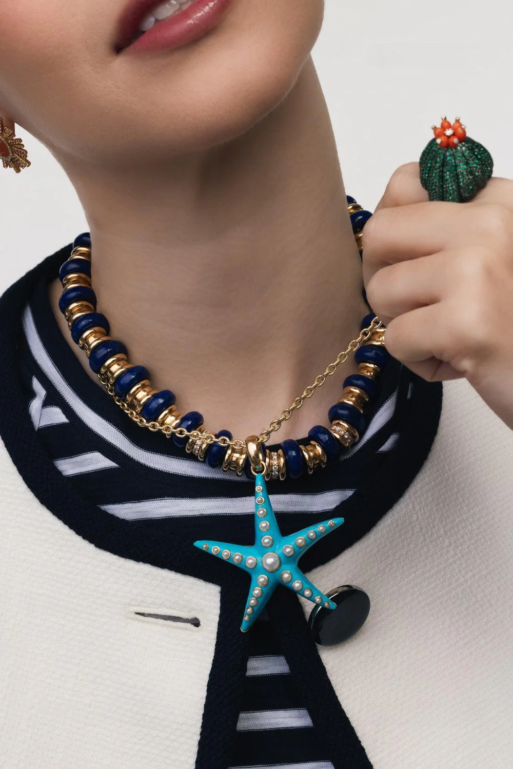 Large Turquoise Starfish Pendant Necklace - Image 3