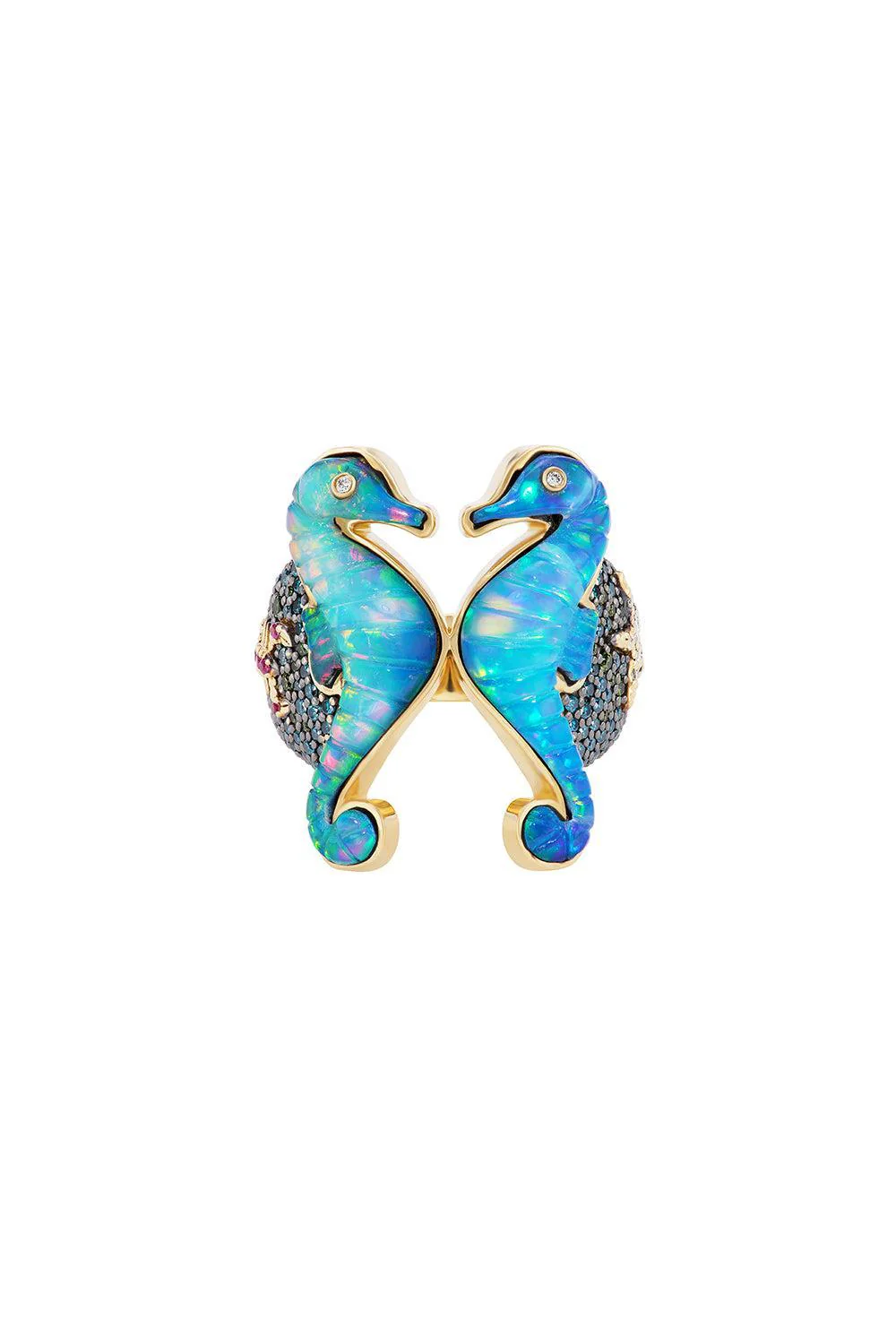Opal Seahorse Ring