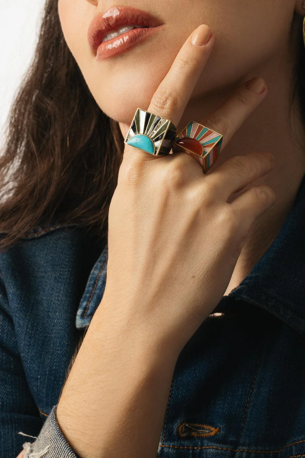Turquoise Pearl Sun Ray Ring - Image 2