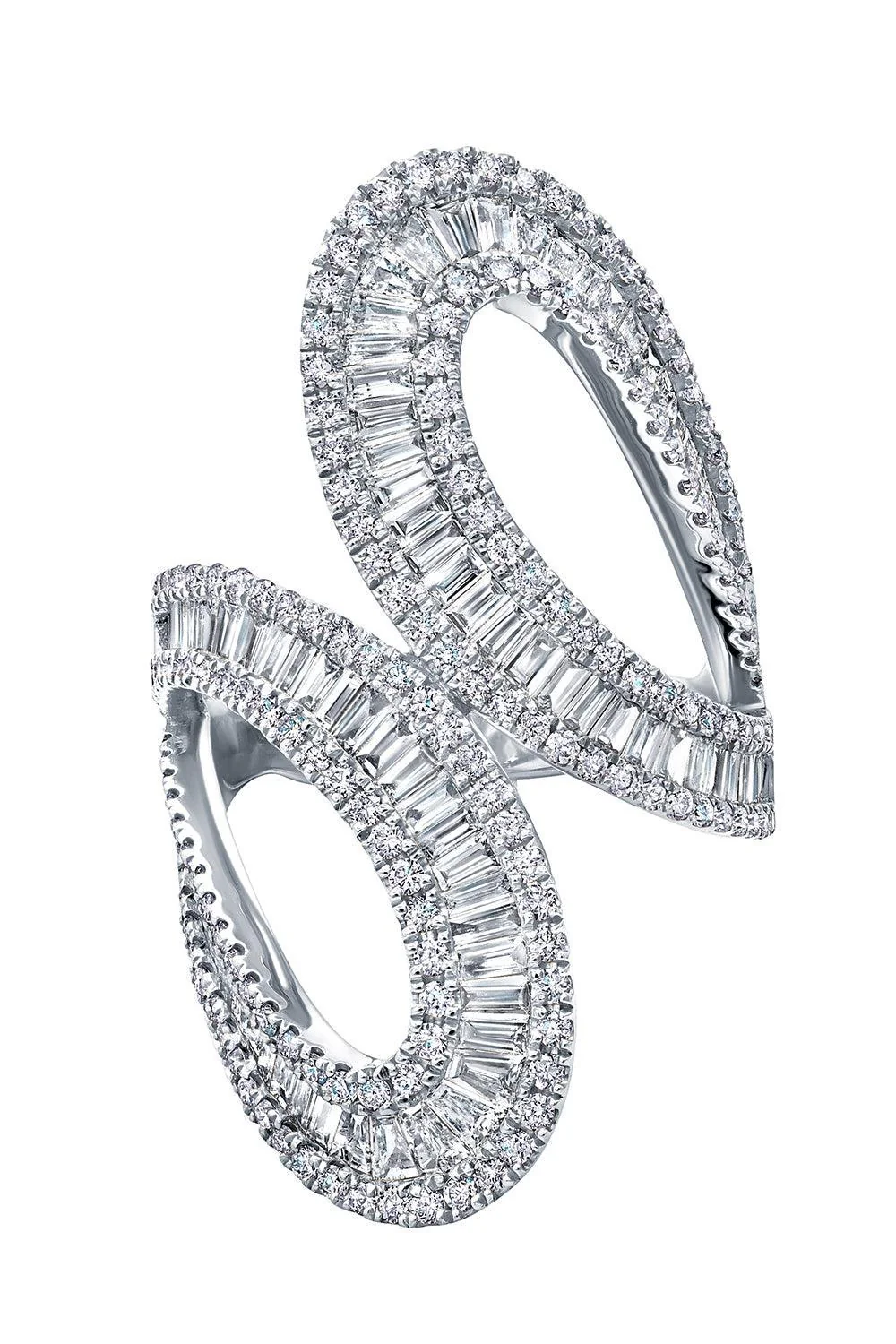 Diamond Baguette Bypass Ring