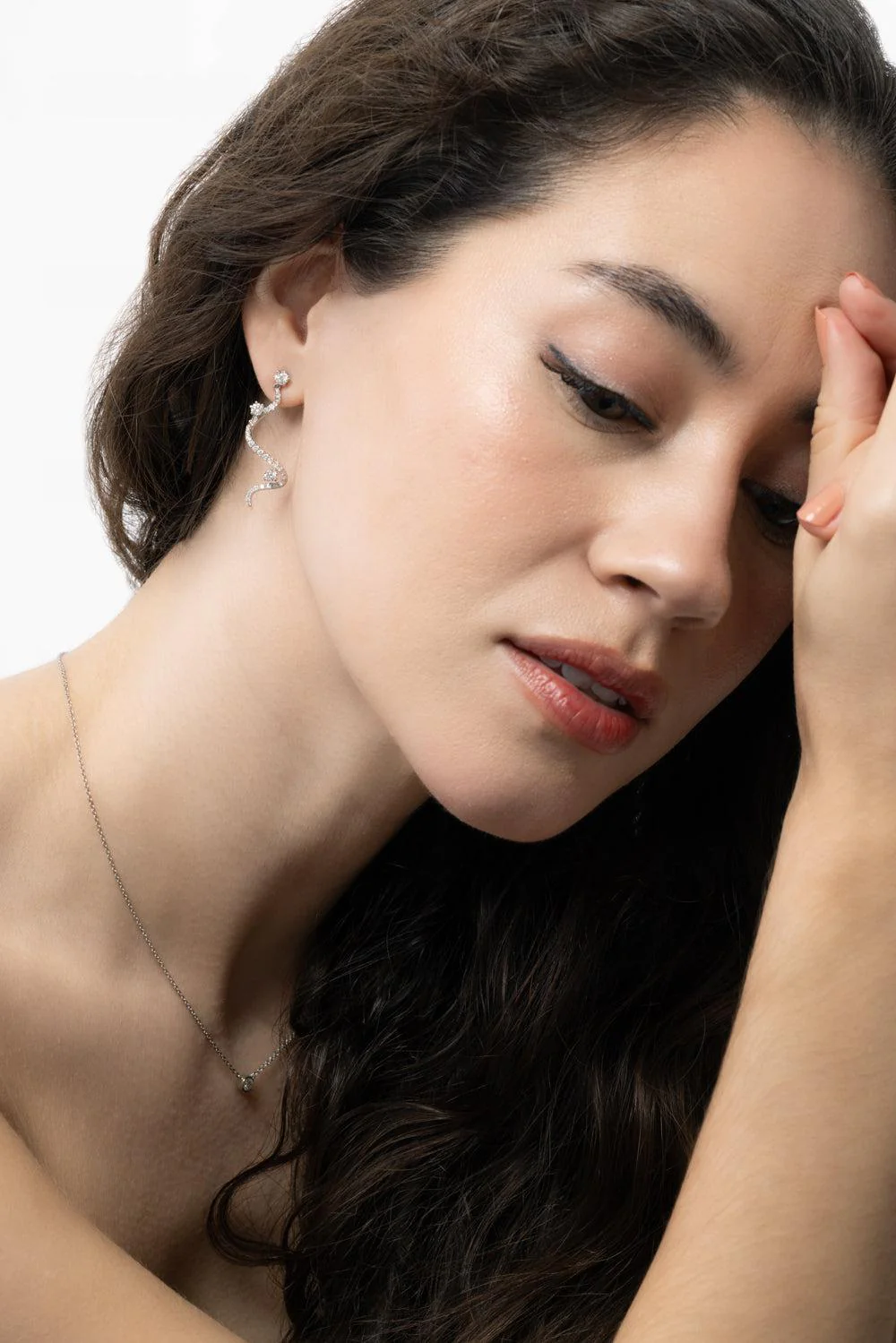 Diamond Drop Mega Swirl Earrings - Image 2