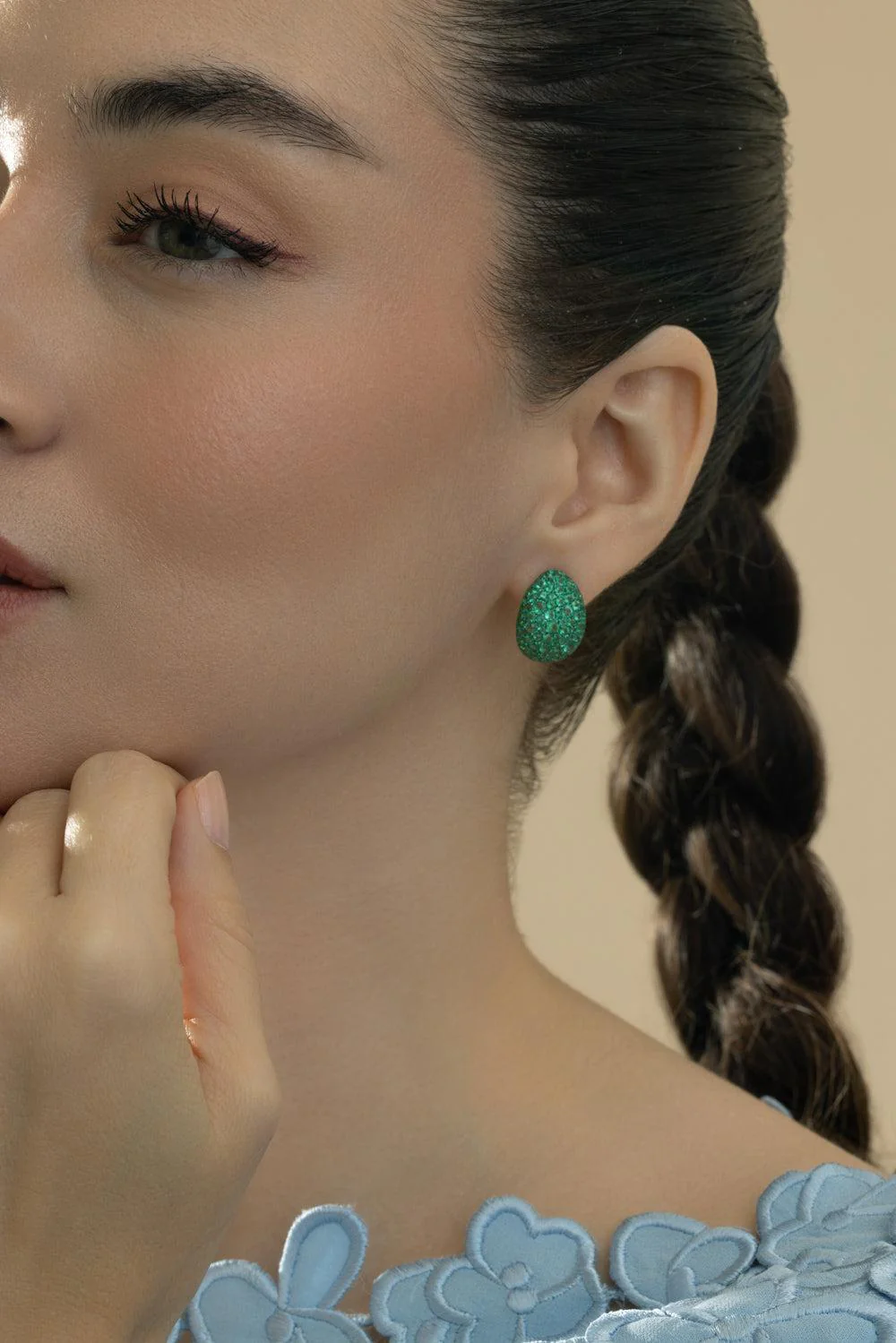 Emerald Bahia Statement Earrings - Image 3