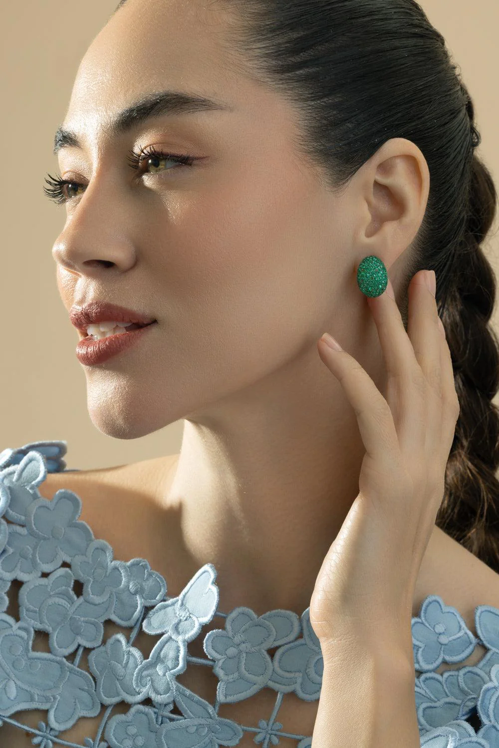 Emerald Bahia Statement Earrings - Image 4