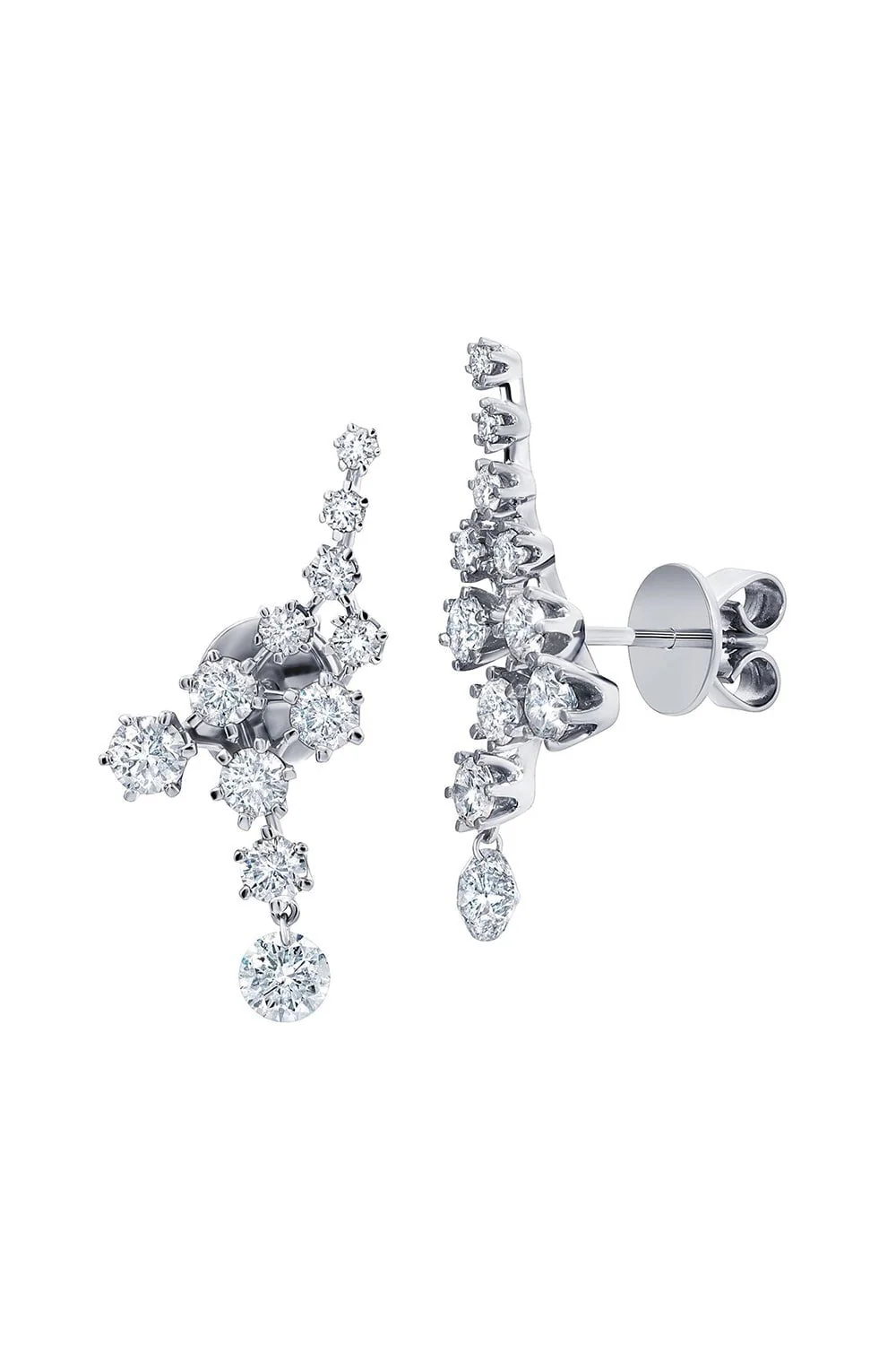 Floating Diamond Ear Climbers
