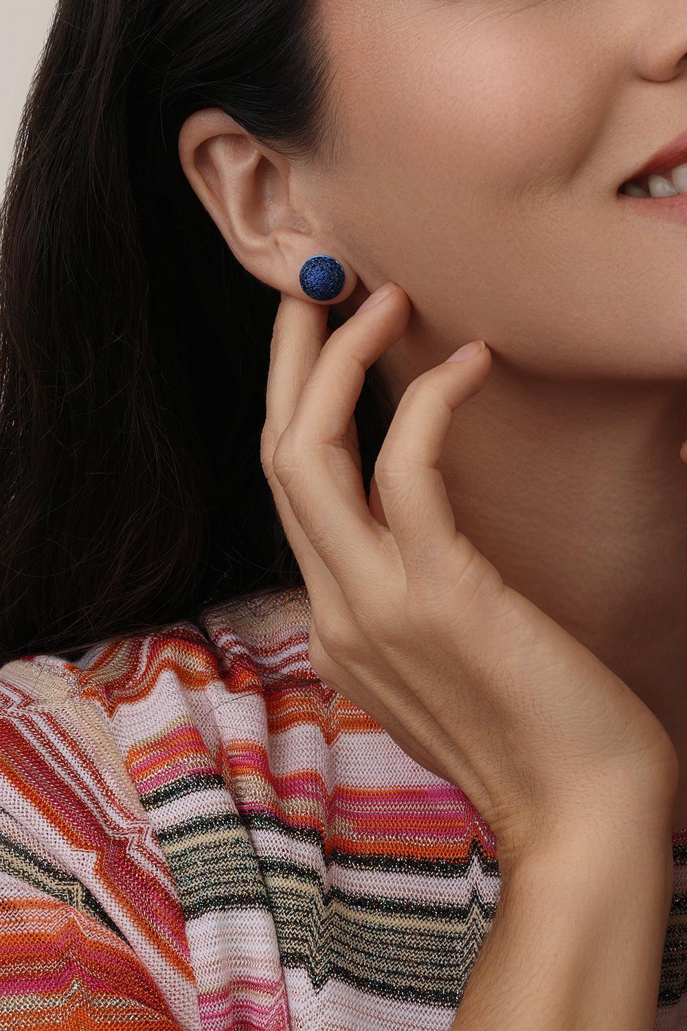 Large Blue Sapphire Bahia Stud Earrings - Image 2
