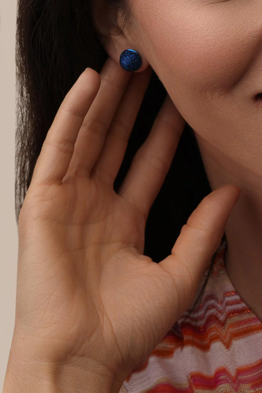 Large Blue Sapphire Bahia Stud Earrings - Image 4
