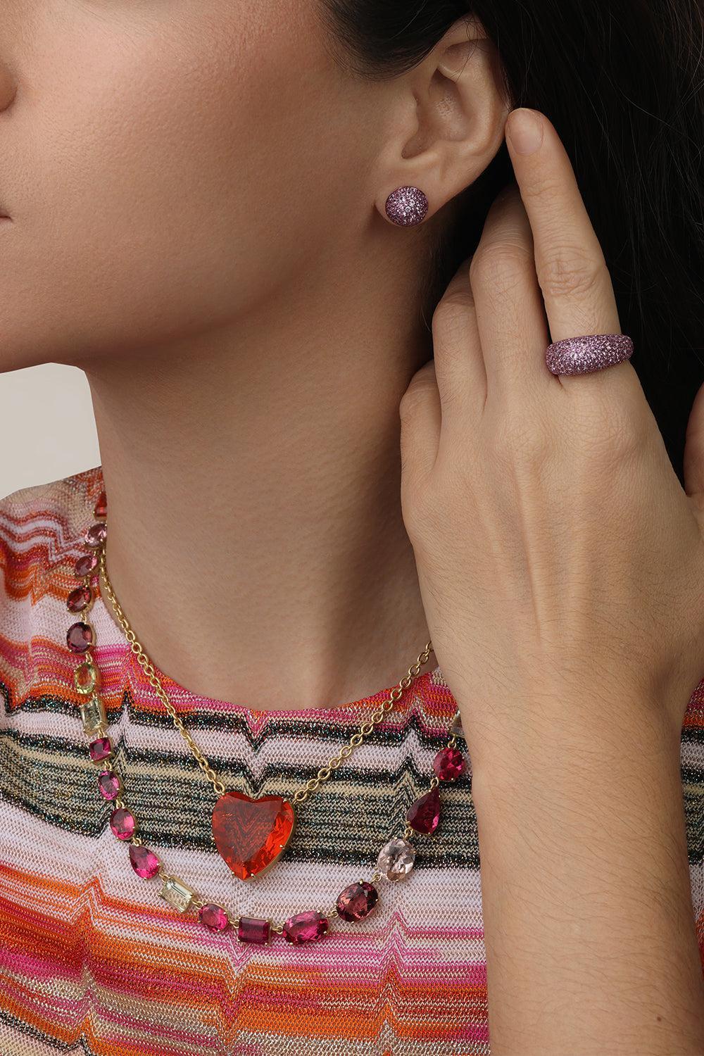 Large Pink Sapphire Bahia Stud Earrings - Image 3
