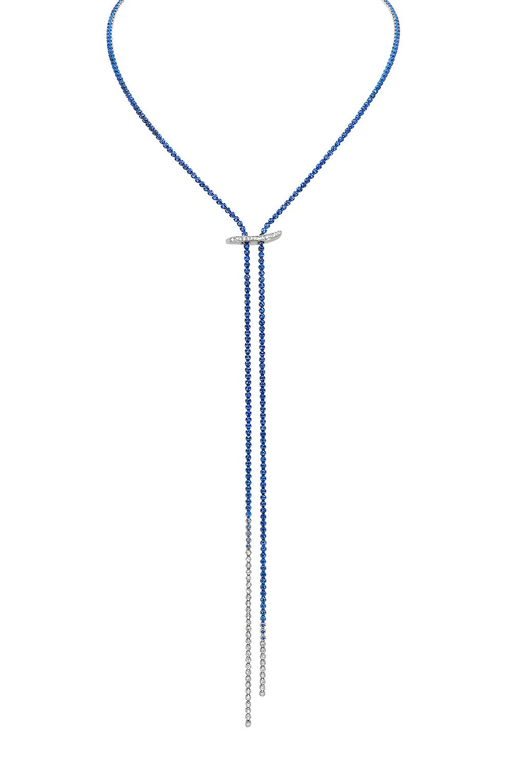 Mega Swirl Ombre Sapphire Slide Lariat Necklace