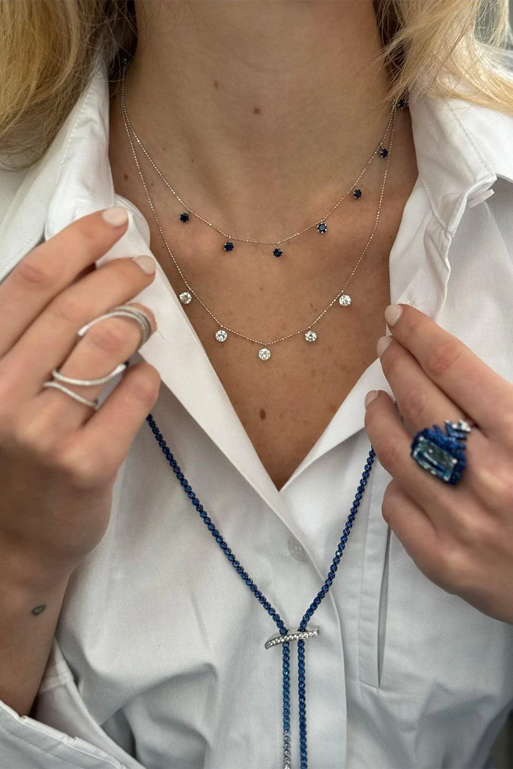 Mega Swirl Ombre Sapphire Slide Lariat Necklace - Image 4
