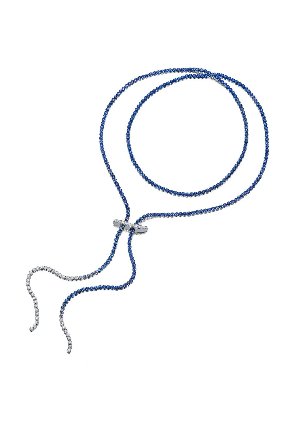 Mega Swirl Ombre Sapphire Slide Lariat Necklace - Image 6