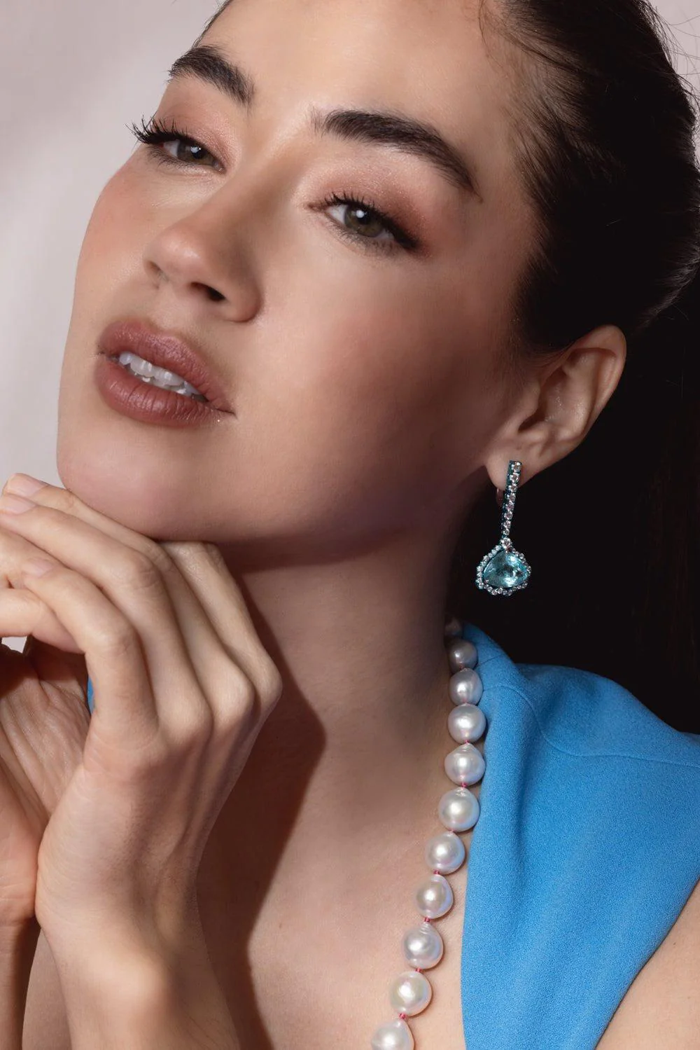 Paraiba Tourmaline Diamond Earrings - Image 2
