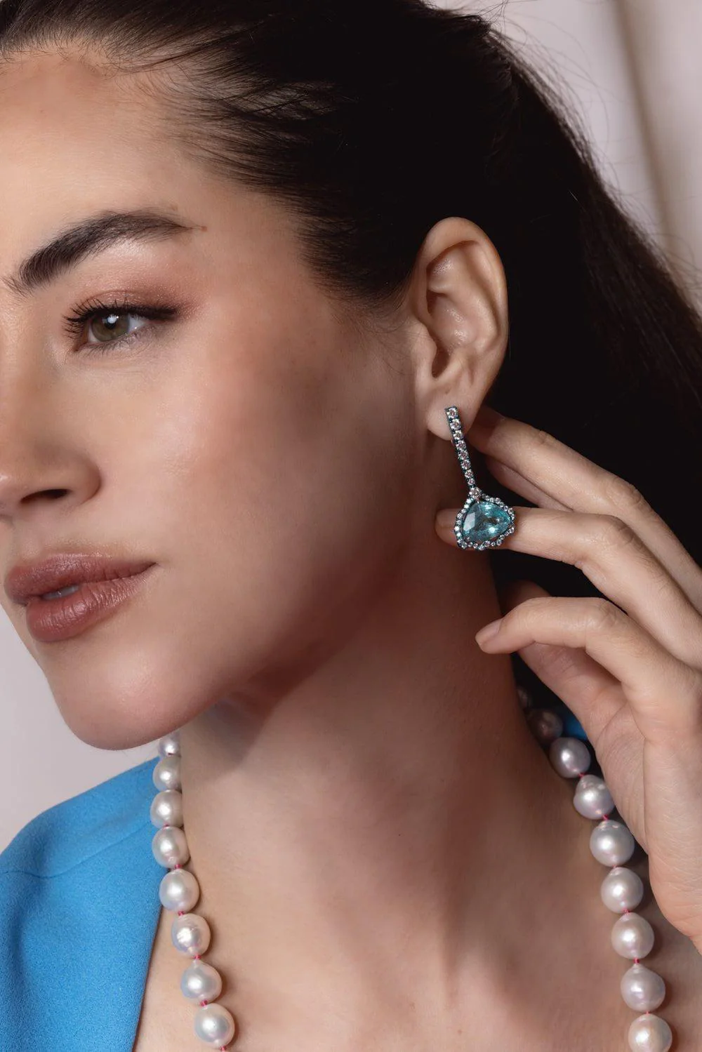 Paraiba Tourmaline Diamond Earrings - Image 3