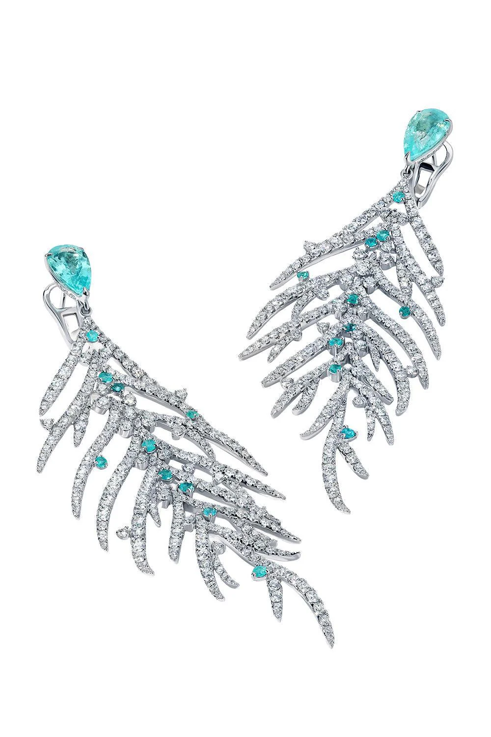 Paraiba Tourmaline Diamond Folha Earrings - Image 5