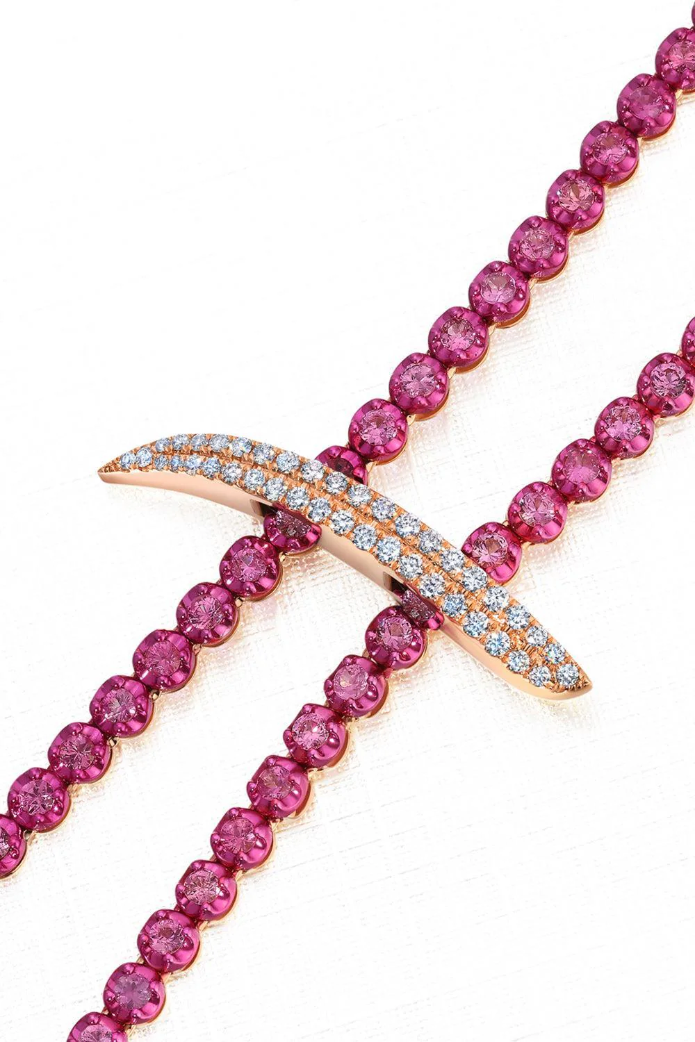 Pink Sapphire Mega Swirl Lariat Necklace - Image 6
