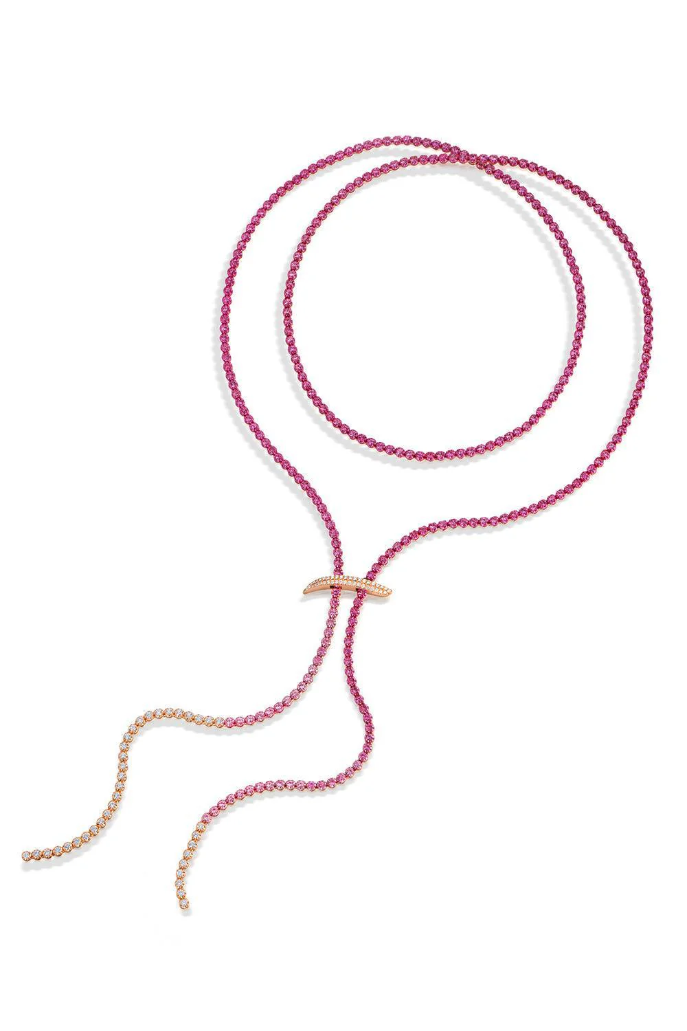 Pink Sapphire Mega Swirl Lariat Necklace - Image 7