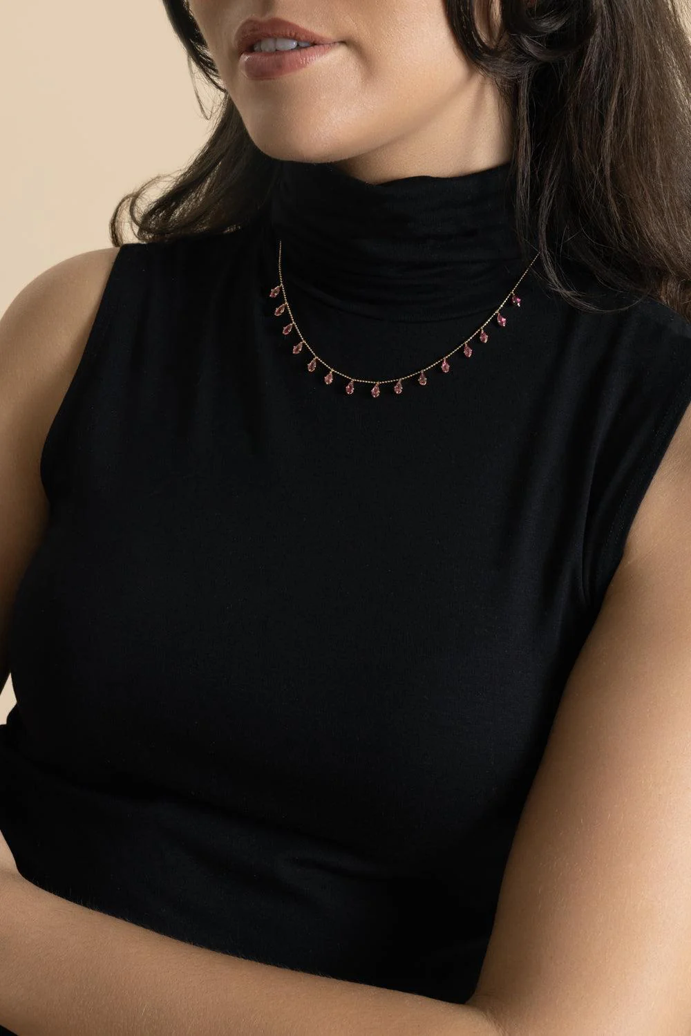 Pink Tourmaline Floating Necklace - Image 3