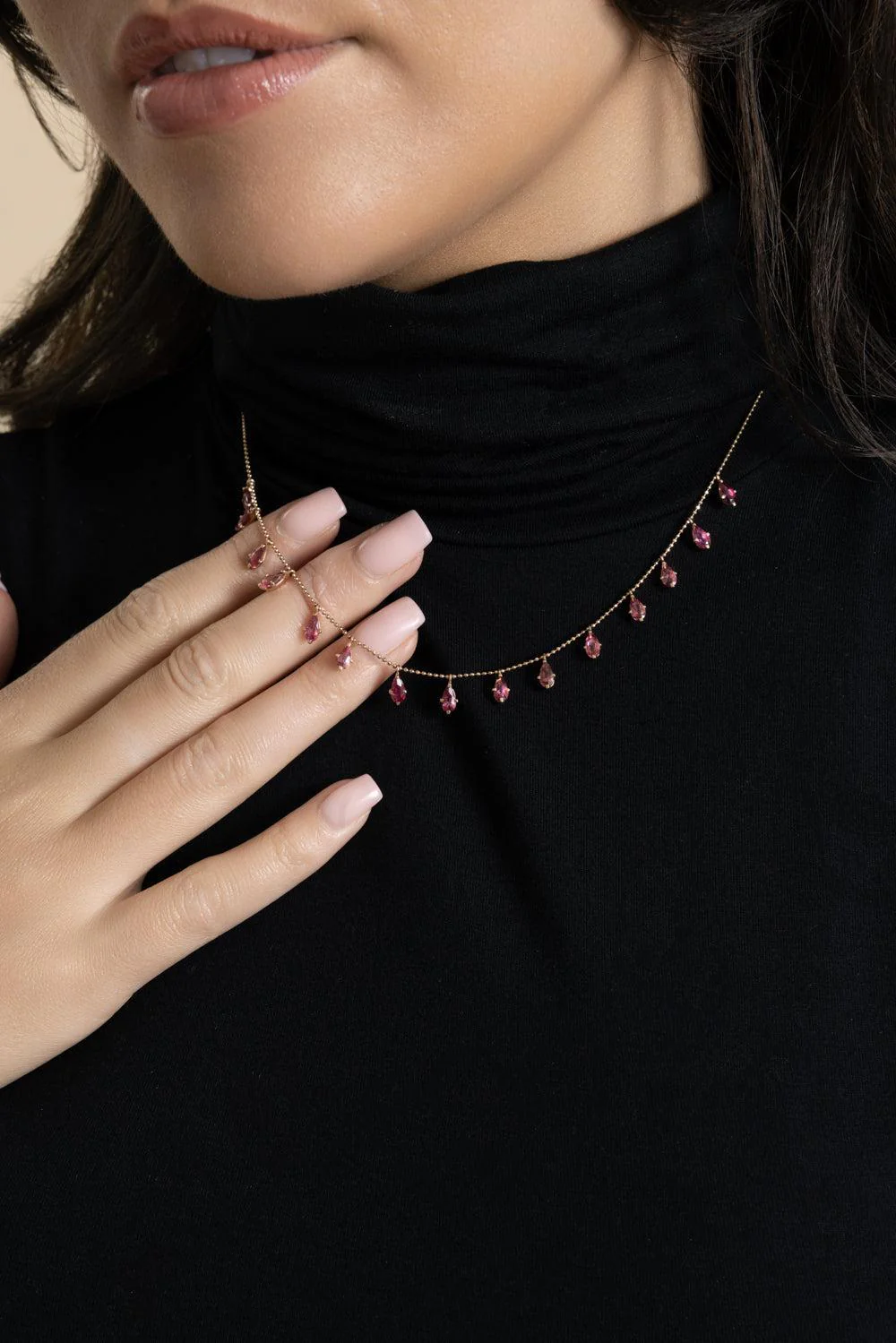 Pink Tourmaline Floating Necklace - Image 4