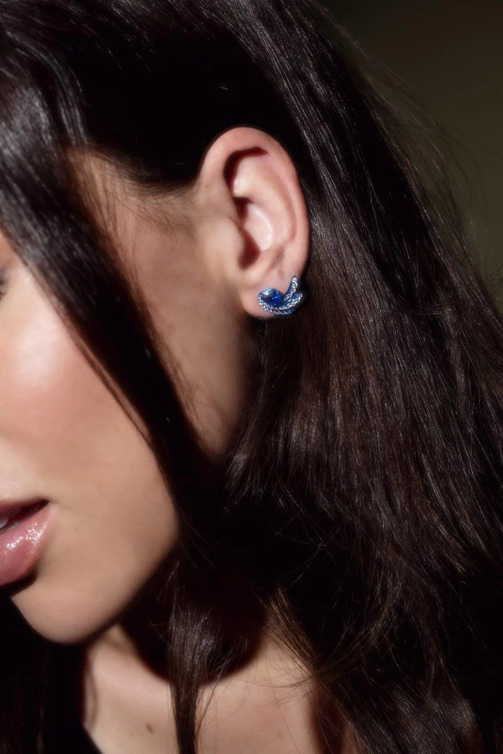 Rio Diamond Blue Rhodium Earrings - Image 2
