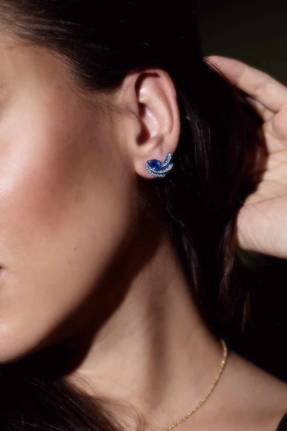 Rio Diamond Blue Rhodium Earrings - Image 3