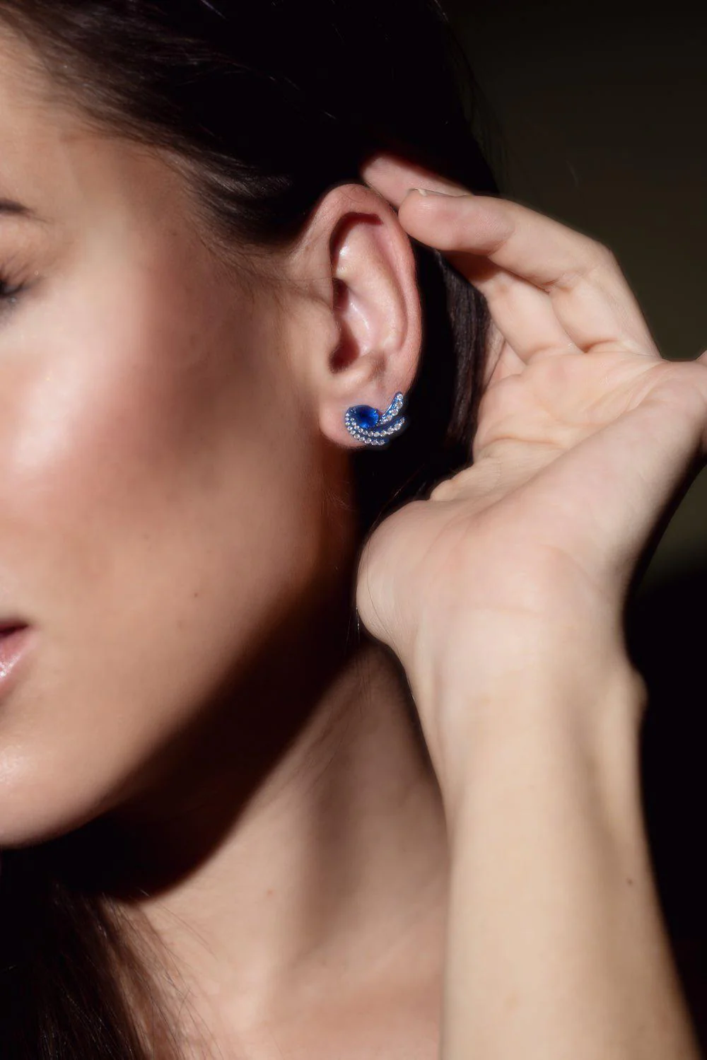 Rio Diamond Blue Rhodium Earrings - Image 4