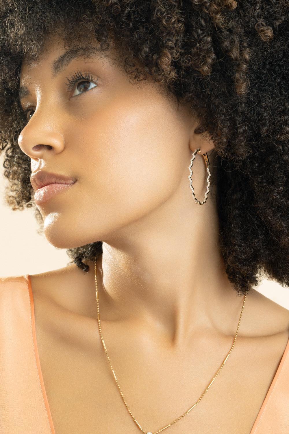 Rio Diamond Inside Outside Hoop Earrings - Image 4