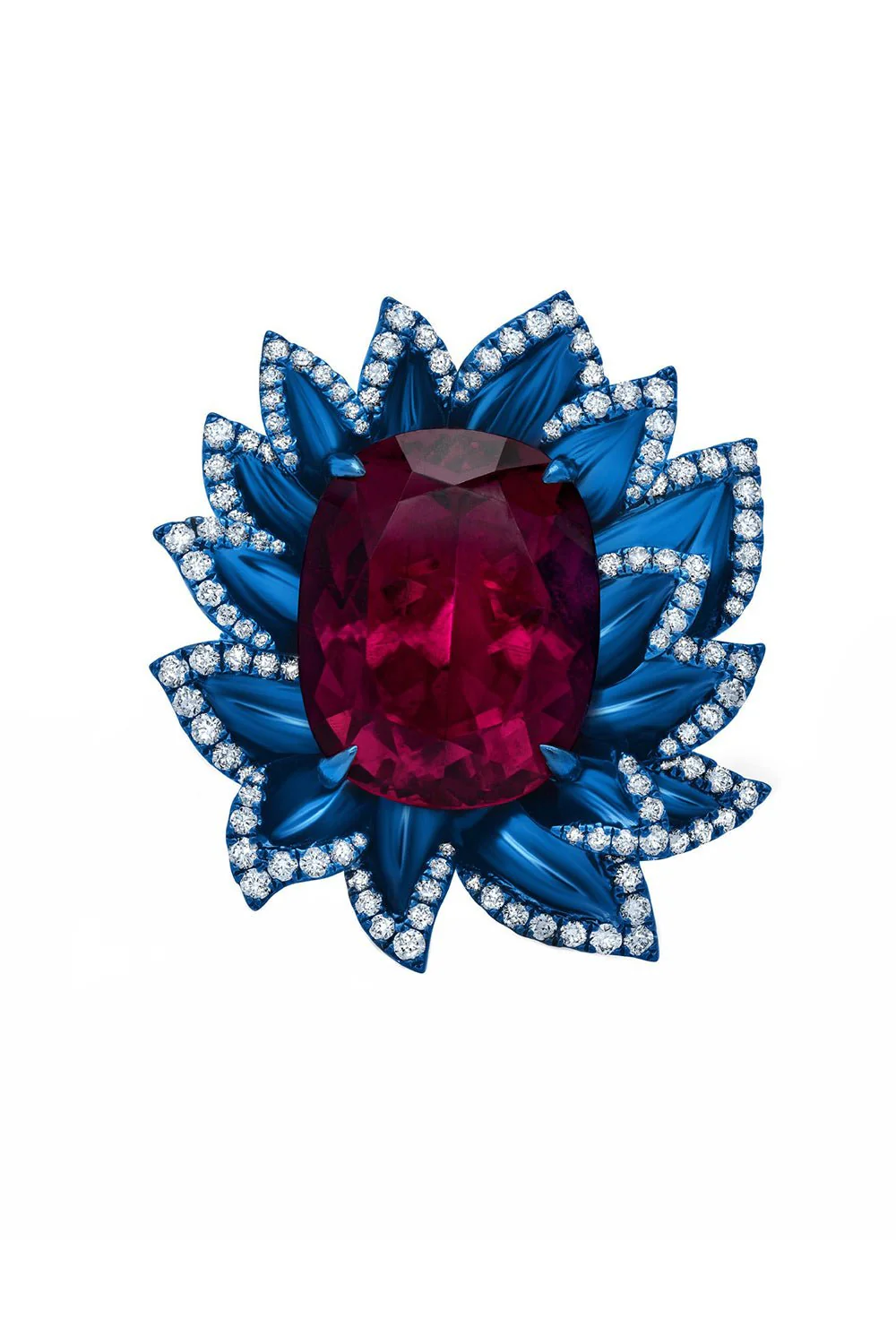 Rubellite Diamond Lily Ring