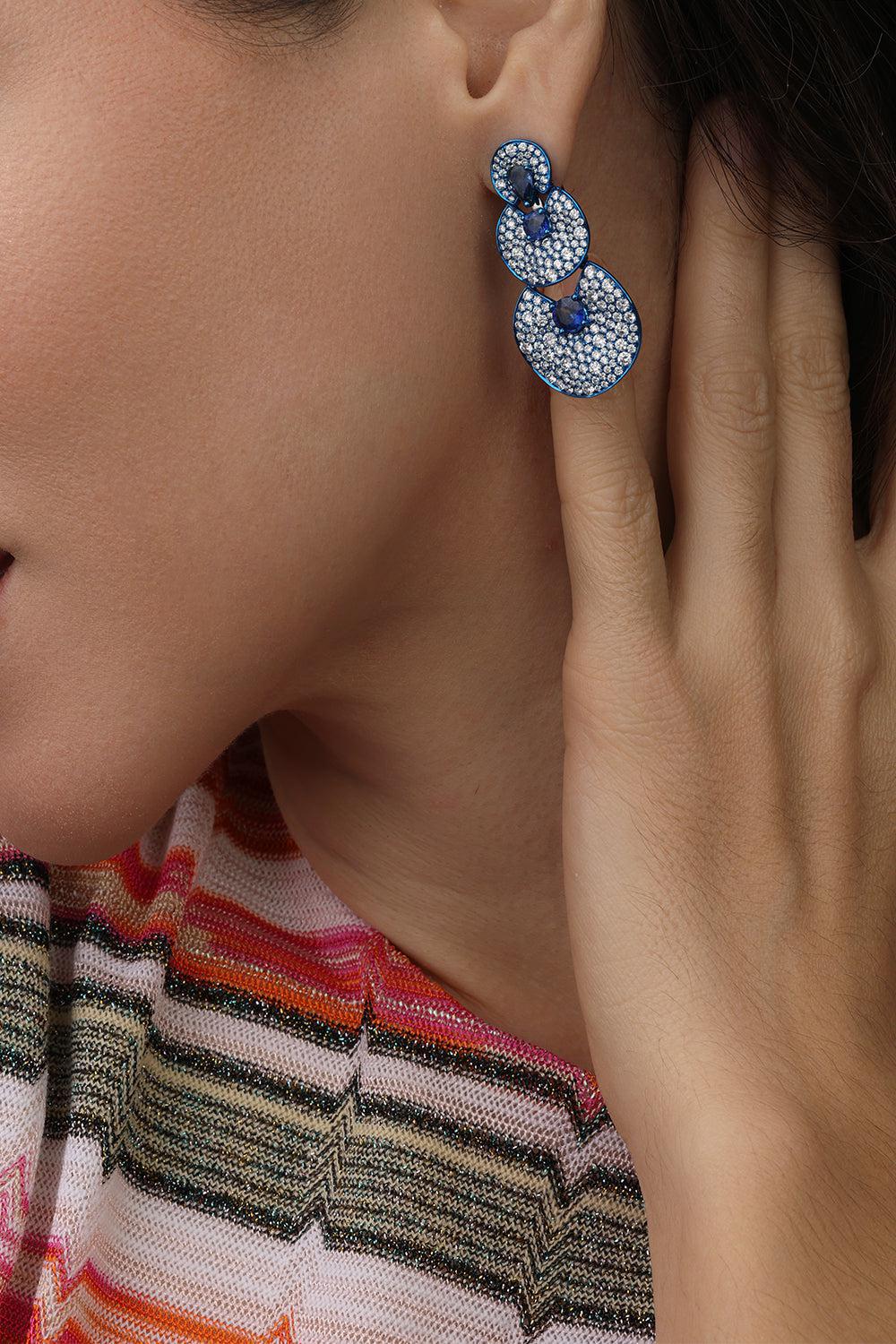 Sapphire Three Drop Earrings - Image 2