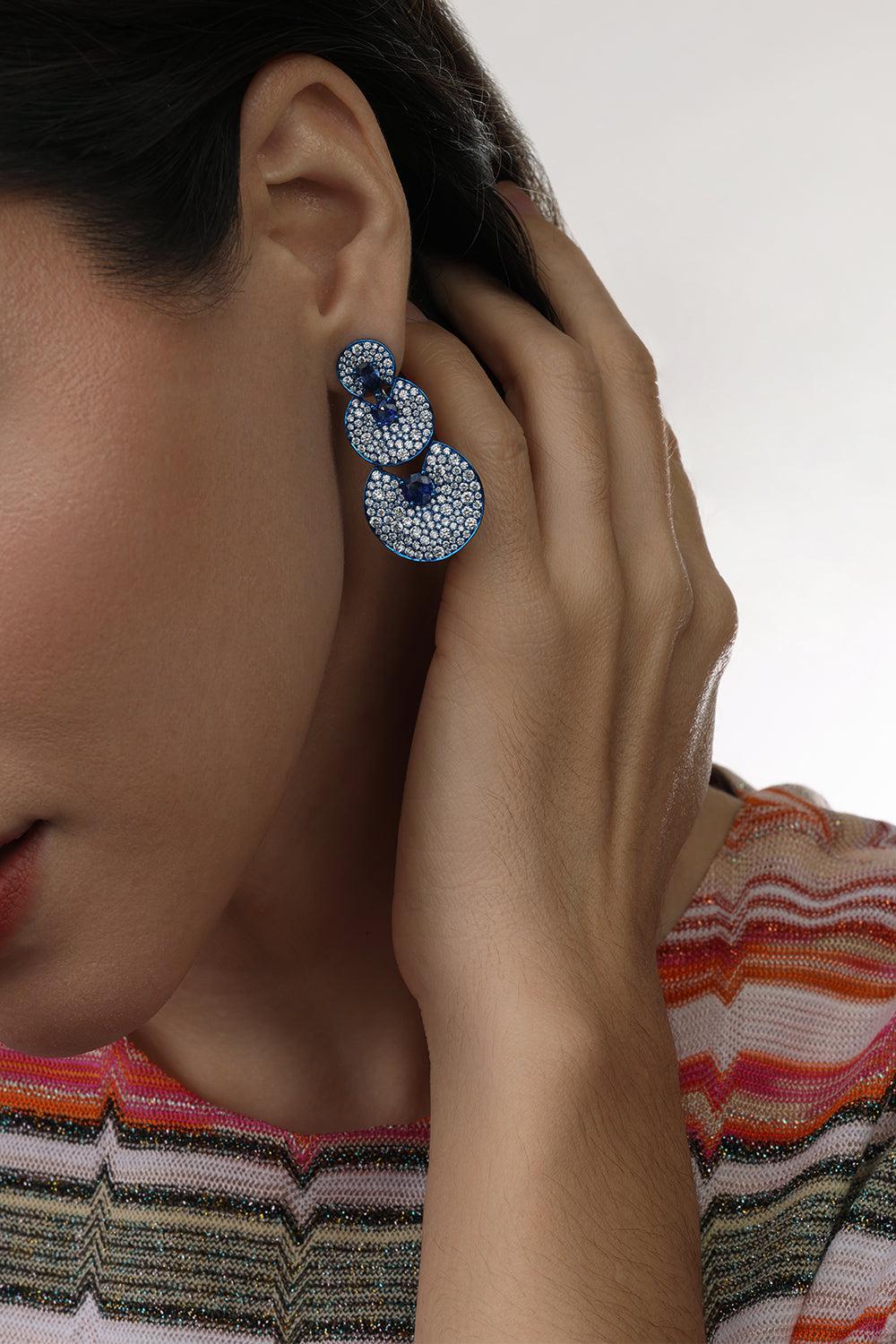Sapphire Three Drop Earrings - Image 4