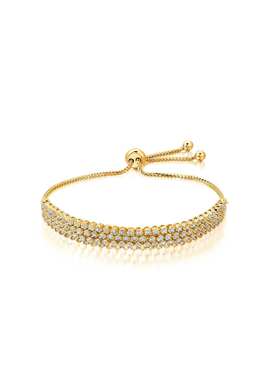 Triple Row Diamond Bolo Bracelet