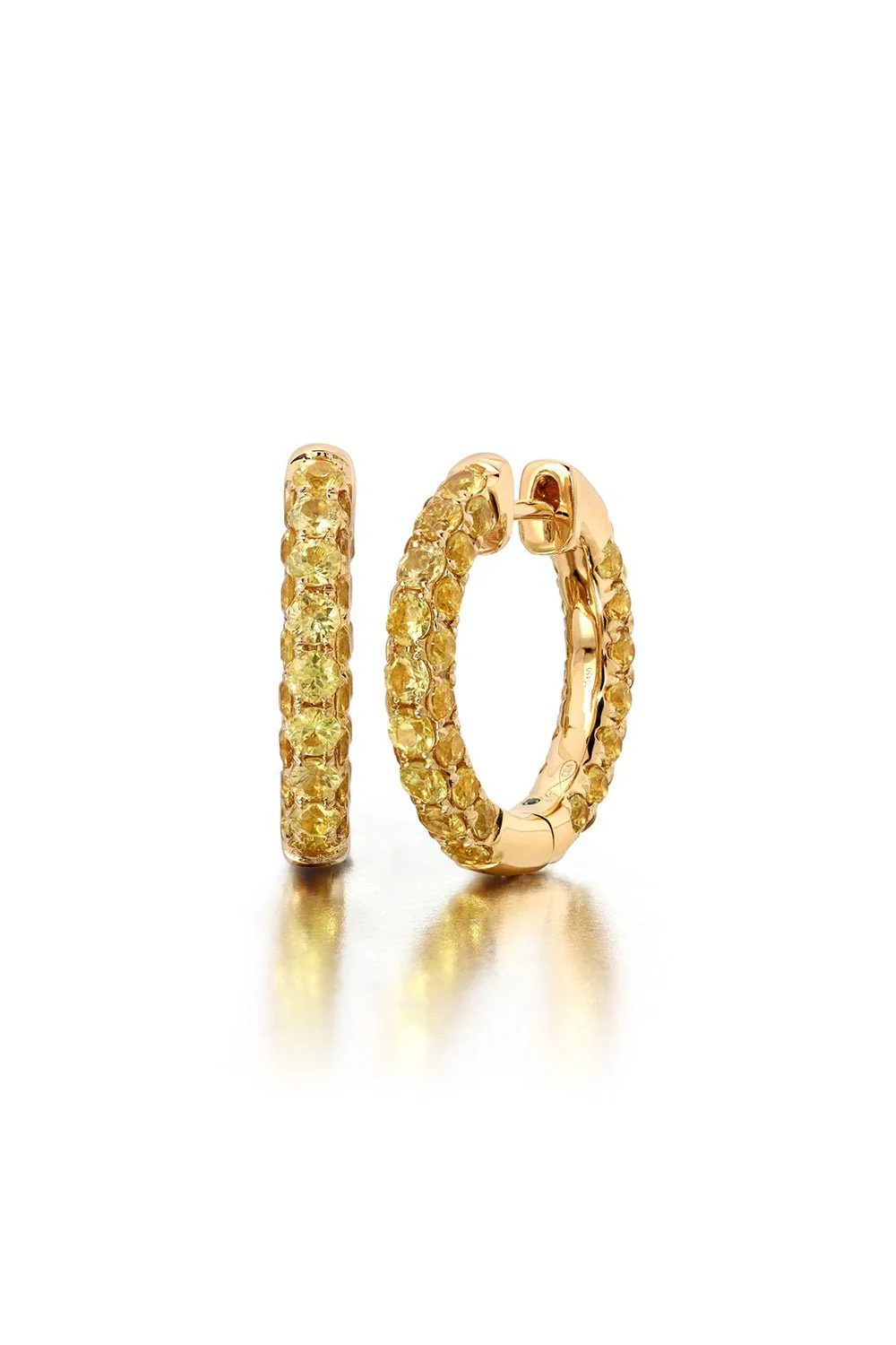 Yellow Sapphire 3 Sided Hoop Earrings
