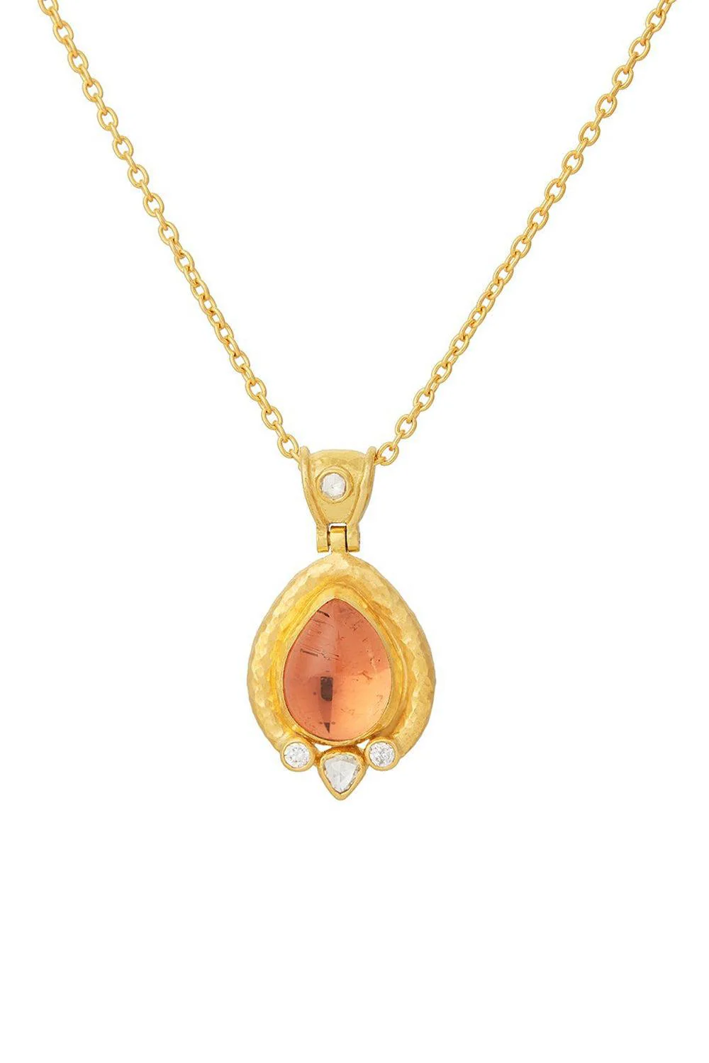 Peach Tourmaline Pendant Necklace