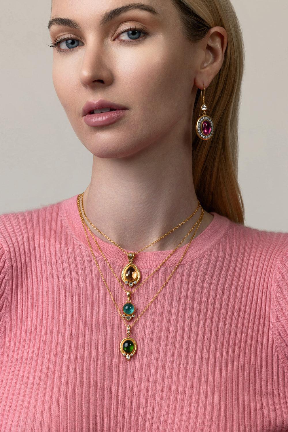 Peach Tourmaline Pendant Necklace - Image 2