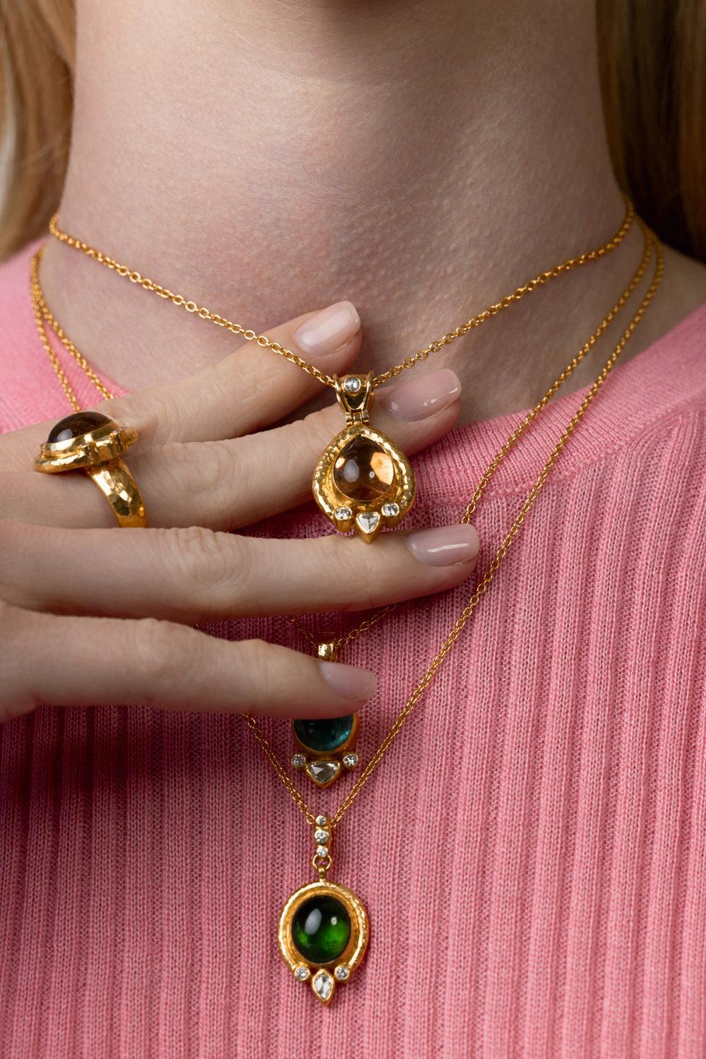 Peach Tourmaline Pendant Necklace - Image 3