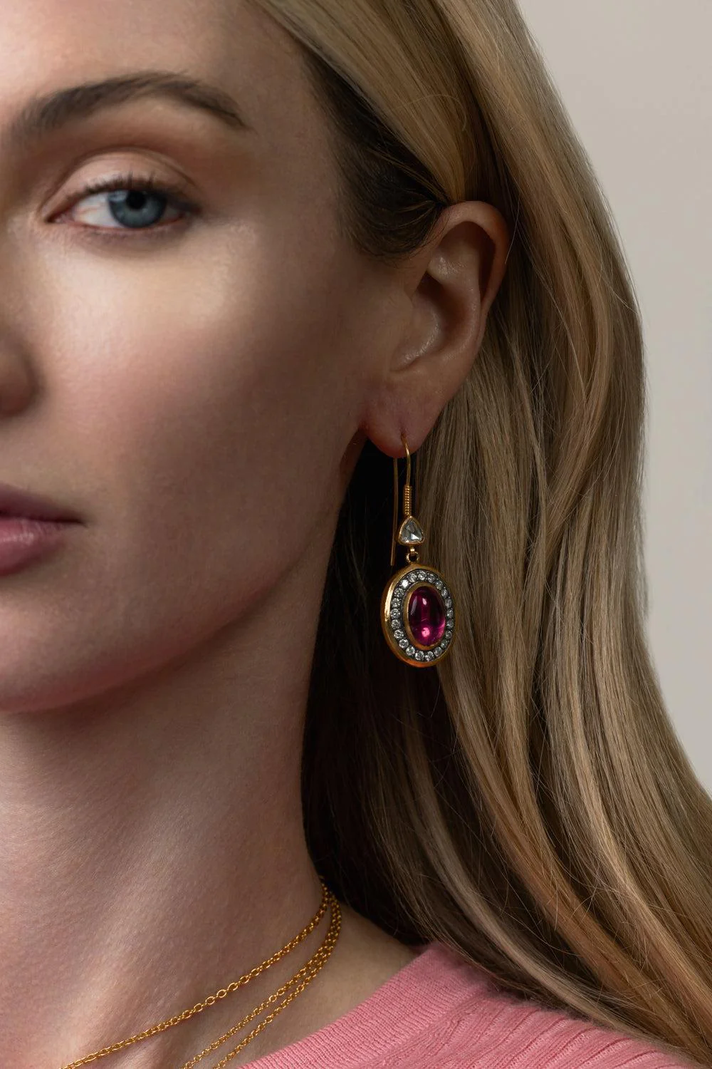 Pink Tourmaline Drop Earrings - Image 3