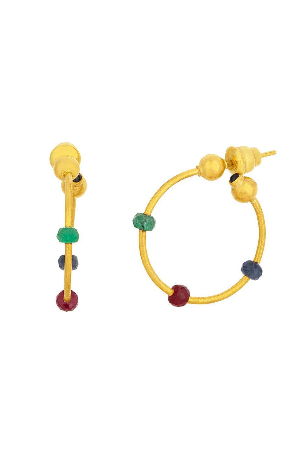 Ruby Emerald Hoop Earrings