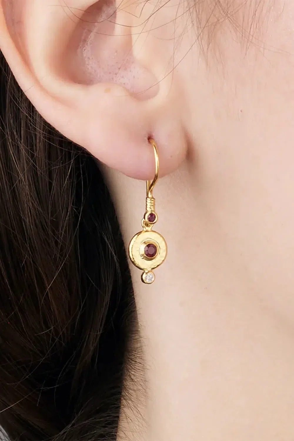 Ruby Single Drop Earrings - Image 2