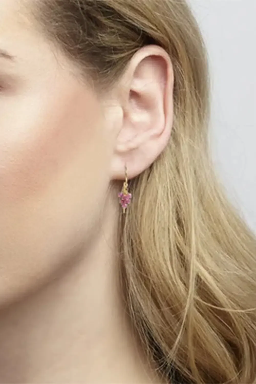 Small Ruby Tassel Drop Earrings - Image 2