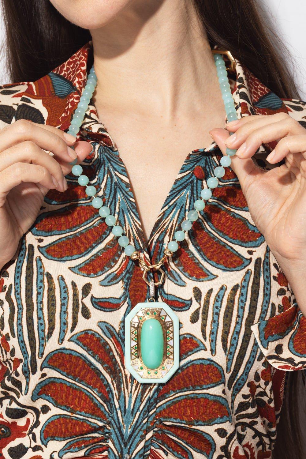 Chrysoprase Pendant Bead Foundation Necklace - Image 3