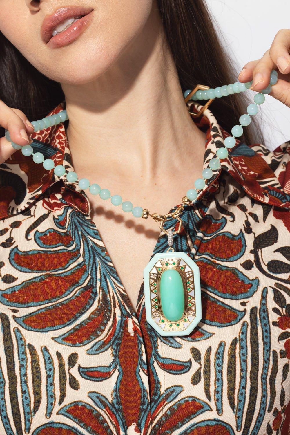 Chrysoprase Pendant Bead Foundation Necklace - Image 4