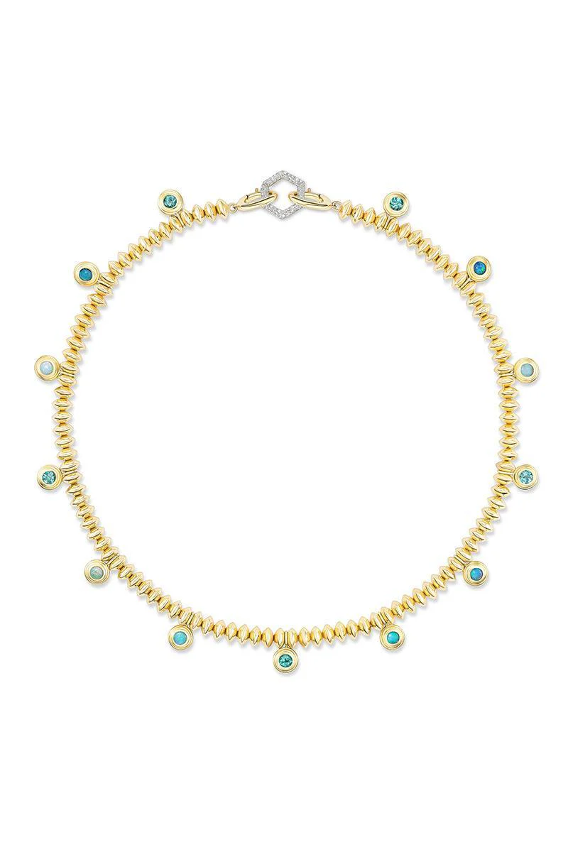 Knife Edge Paraiba Opal Link Necklace