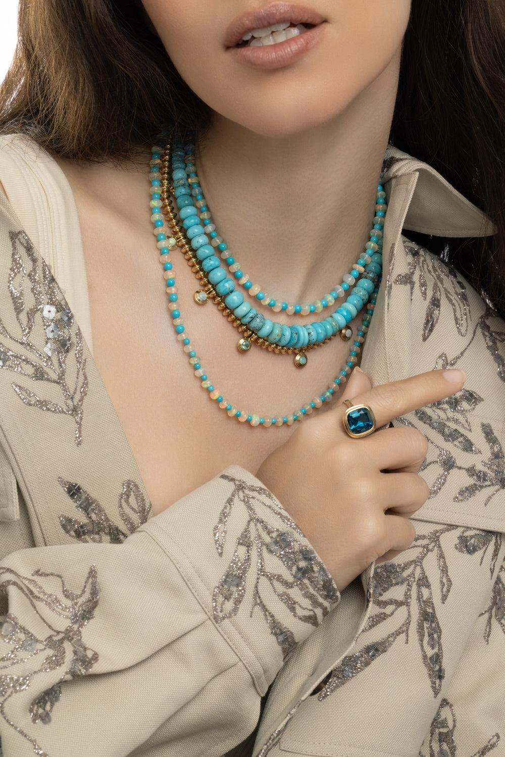 Knife Edge Paraiba Opal Link Necklace - Image 2