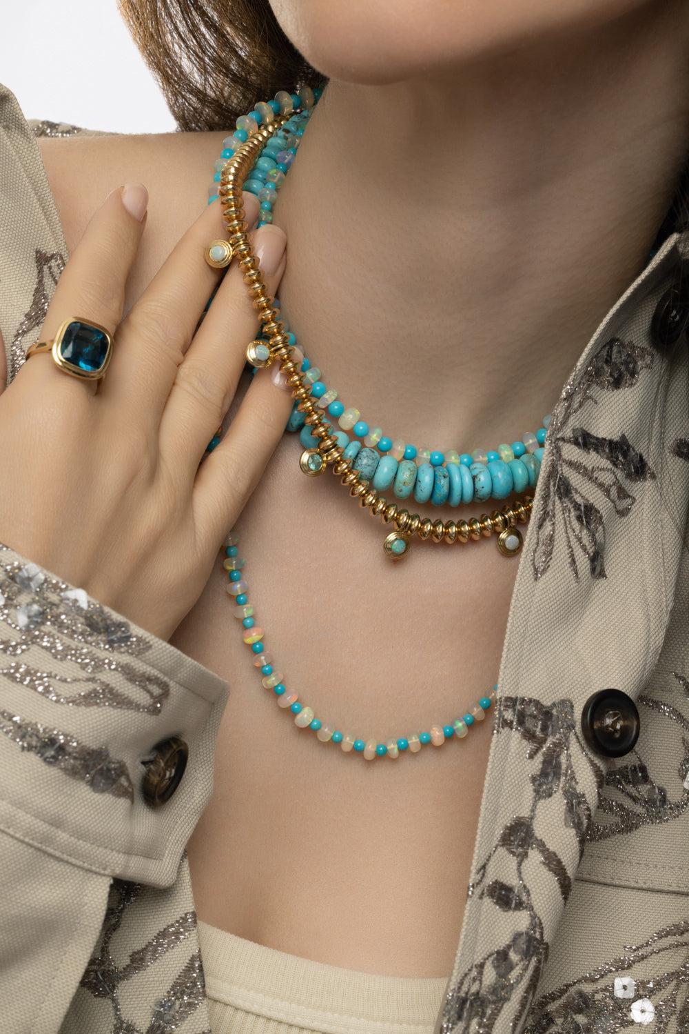 Knife Edge Paraiba Opal Link Necklace - Image 3