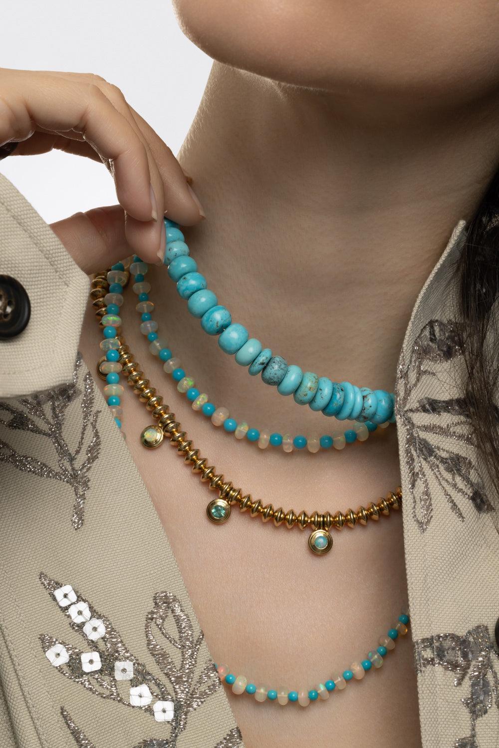 Knife Edge Paraiba Opal Link Necklace - Image 4