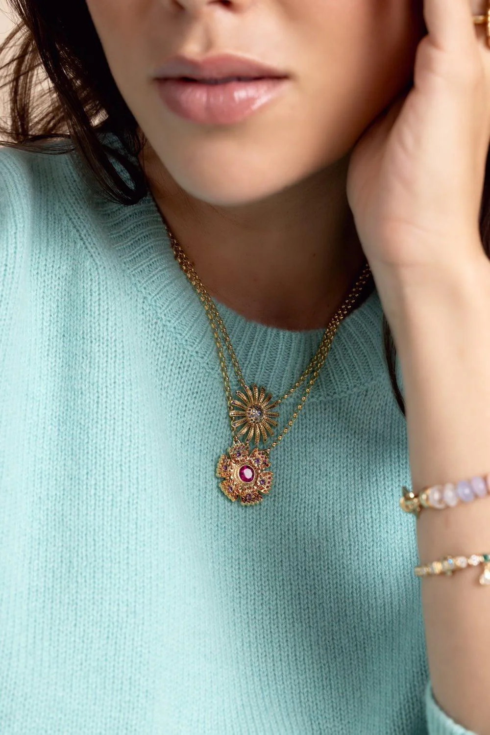Mini Sunflower Pendant Necklace - Image 2