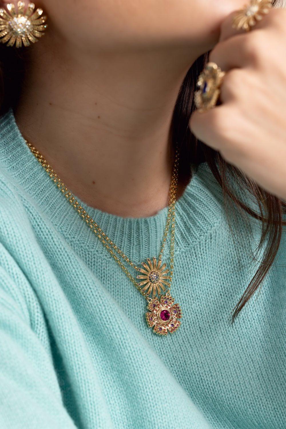 Mini Sunflower Pendant Necklace - Image 4