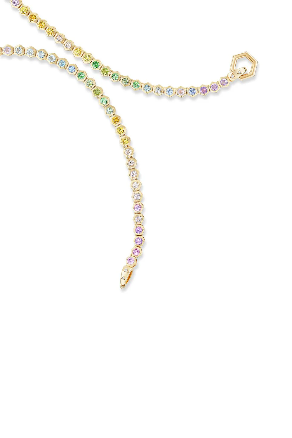 Pastel Rainbow Open Tennis Necklace - Image 6