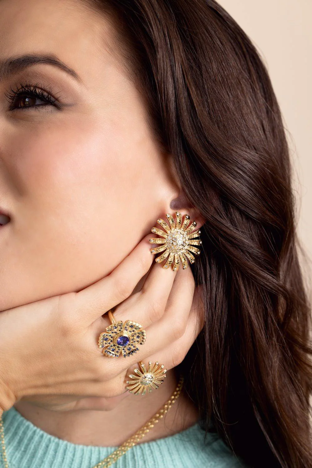 Sunflower Button Stud Earrings - Image 3