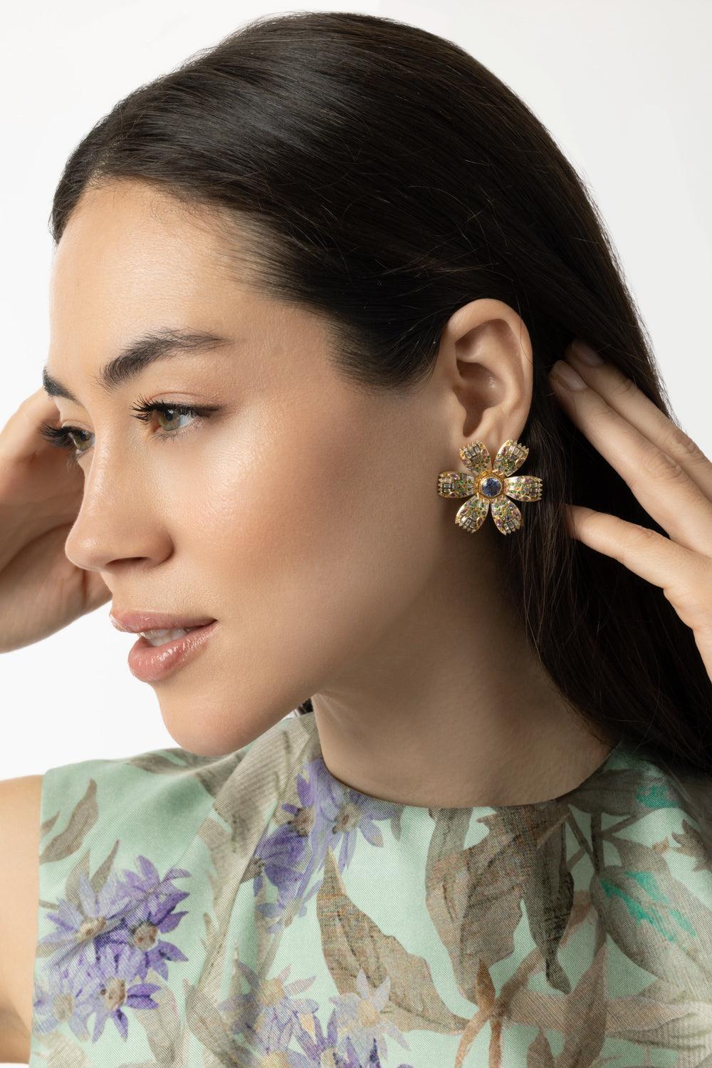 Tanzanite Poppy Stud Earrings - Image 2