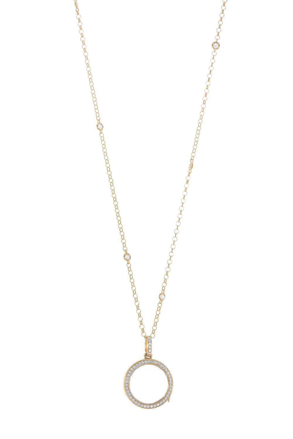 Helios Round Diamond Halo Locket Necklace