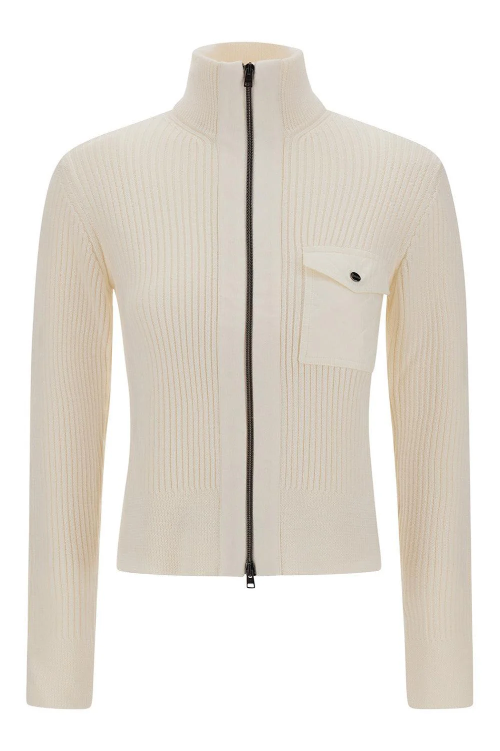 Nylon Trim Zip Cardigan